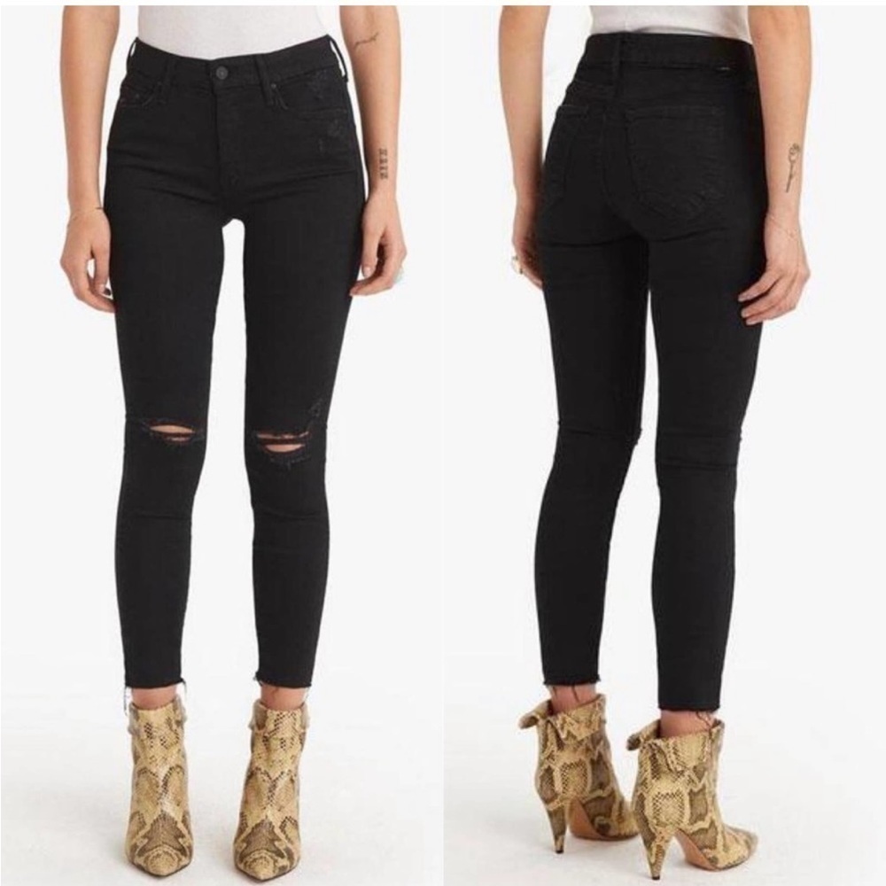 Mother Denim The Looker Ankle Fray Jeans  Guilty As Sin Distressed Ripped 29 - Picture 2 of 16